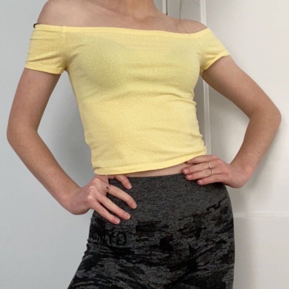 pacsun basics yellow off the shoulder top
